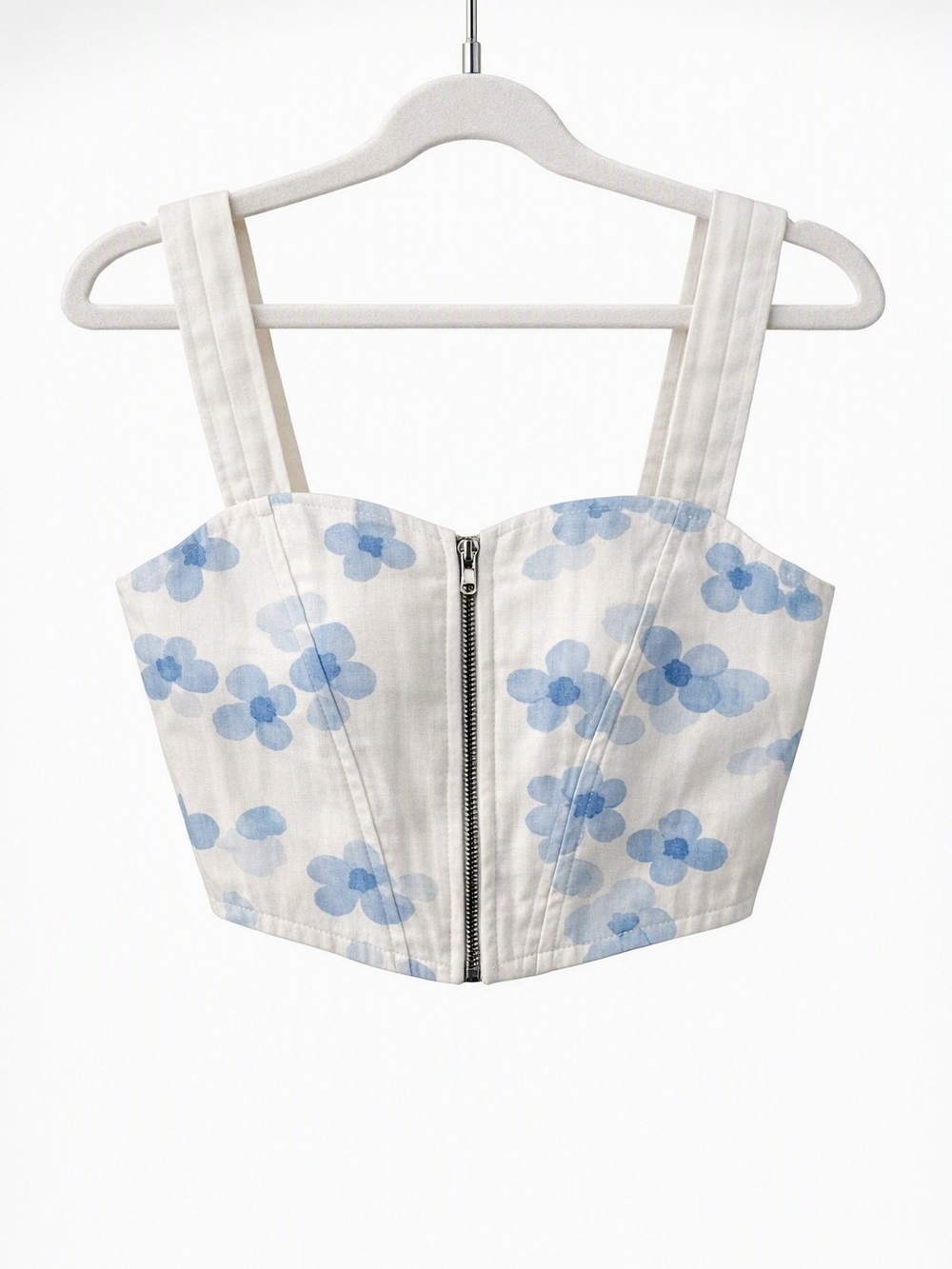 Cider Blue Daisy Floral Corset Crop Top